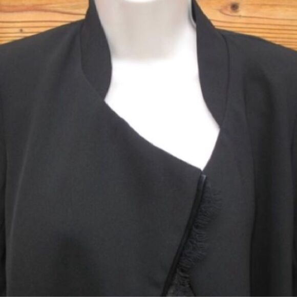 Anthro Elevenses Black Lace Trim Blazer - Picture 5 of 8
